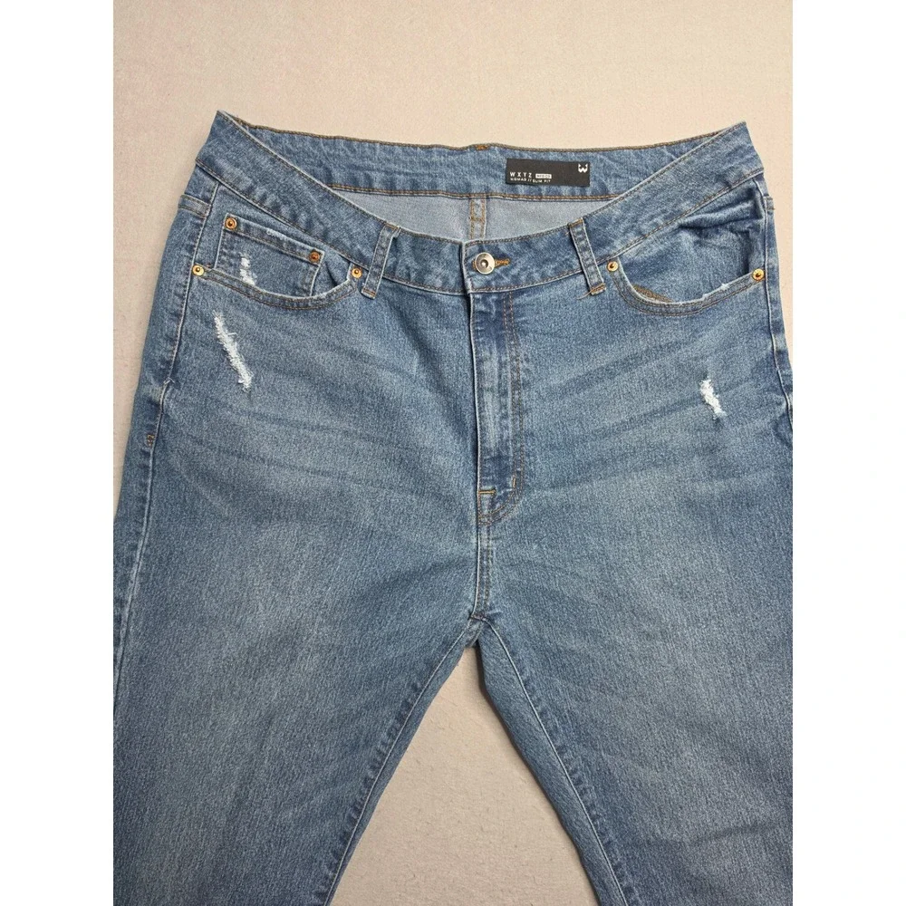 WXYZ Nomad Jeans Men 36x30 Blue Denim Cotton Stretch Slim Fit Distressed Outdoor